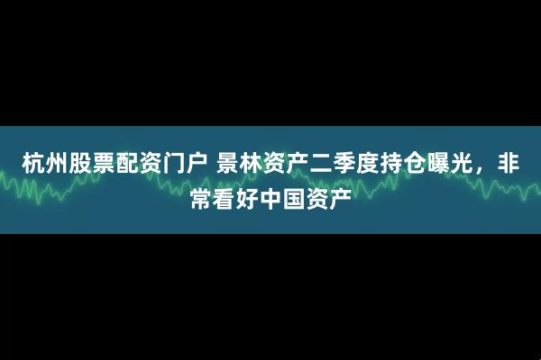 杭州股票配资门户 景林资产二季度持仓曝光，非常看好中国资产